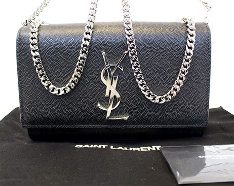 ysl black bag with silver chain|ysl black handbag gold chain.